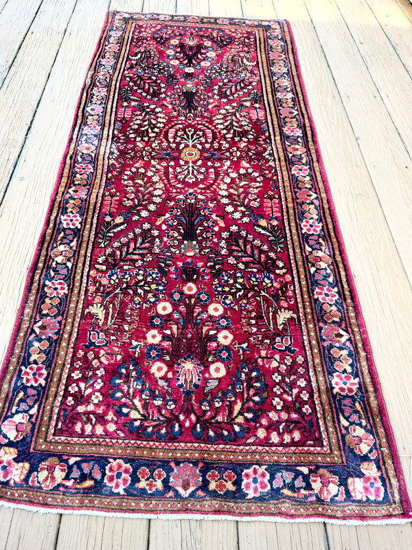 ANTIQUE AMERICAN SAROUK MOHAJERAN RUNNER 3x7 FT CIR 1900 gallery
