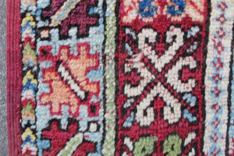 Vintage Worn Hand Made Traditional Oriental Wool Red Blue Large Rug 212x151cm gallery