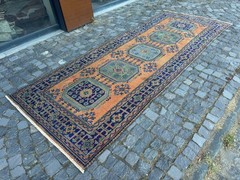 Bohemian rugs, Runner rug, Handmade, Turkish rug, Vintage, Wool | 4,4 x 11,4 ft