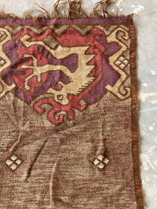 Vintage Handmade Andean Pictorial Traditional Wool Kilim Runner Rug 134x100 cm gallery
