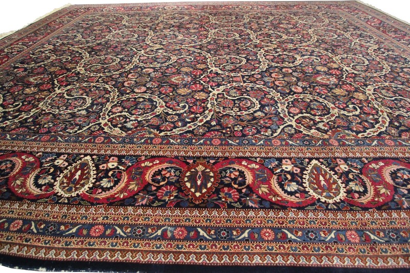 11X14 Rare Antique Traditional Rug Geometric Overall Blue 318cm x 412cm C.1880 gallery