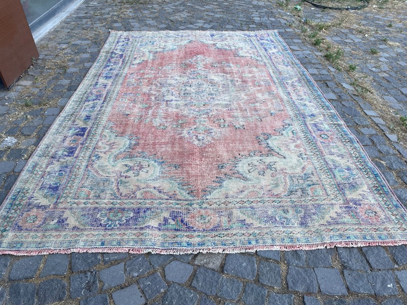 Turkish Vintage Rug, Handmade Wool Rug, Bohemian Large Rug, 6,4 x 9,6 ft gallery