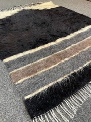 Handwoven Turkish Siirt Kilim/Blanket Vegetable Dyes Mohair Wool Minimalist