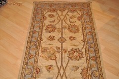 10 ft. long finely woven wool. beige muted grey powder blue ivory VEGGIE DYES