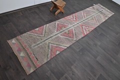 Vintage Turkish Runner Rug 2x11ft Wool Anatolian Handmade Hallway Oushak PURPLE