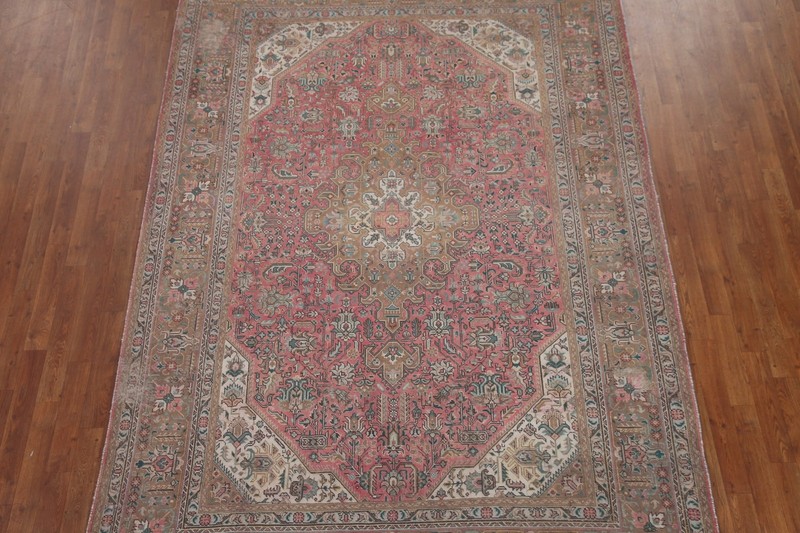 Handmade Pink Wool Area Rug 7x10 Traditional Over-Dyed Vintage Room Size Carpet gallery