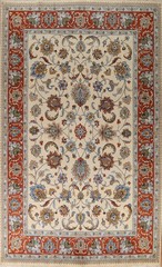 Vegetable Dye Classic Area Rug 8×12 Hand-knotted Wool Ivory Floral Motifs Carpet