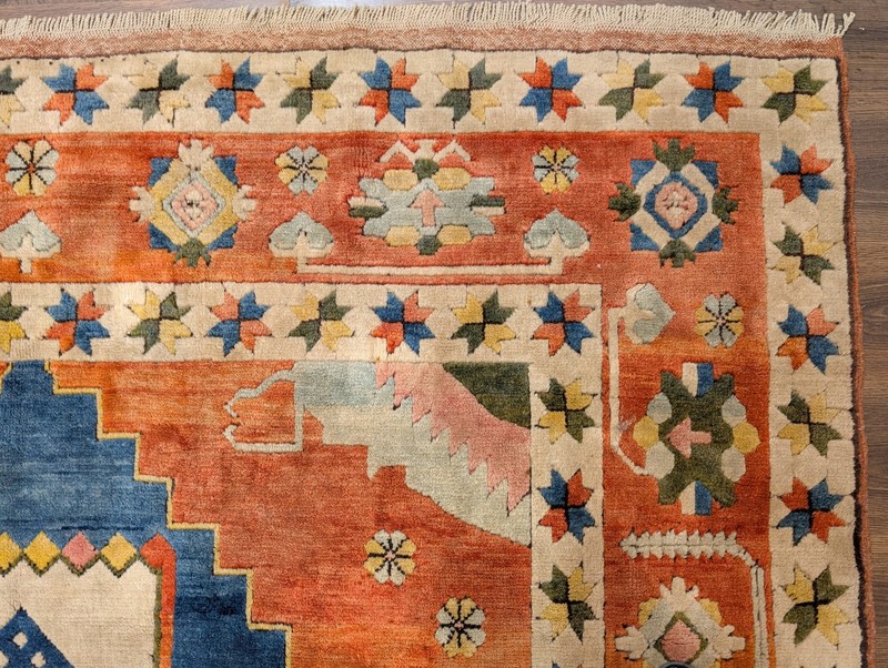Turkish Rug 8x11, Geometric Medallion, Colorful, Star Border gallery