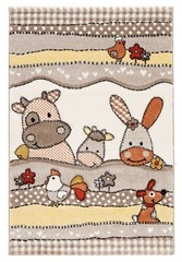 Kids 59 1/8×39 3/8 in Fattoria Maschinengewebter Carpet Rug Beige Cartoons