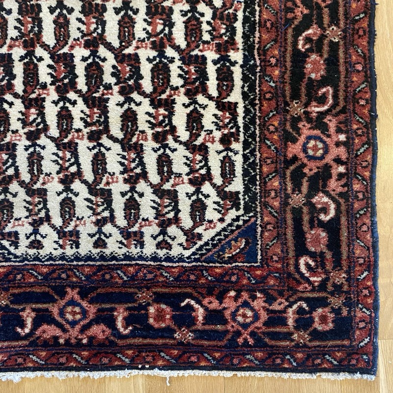 Vintage Rug 2' 7 x 4' 2 White Small Hand Knotted Oriental Rug gallery