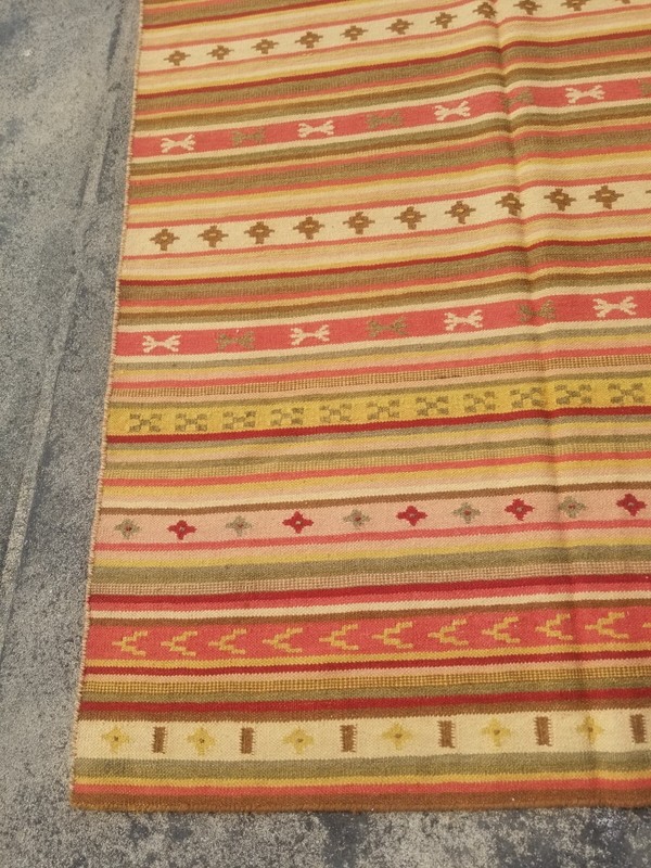 Vintage Traditional Handmade Beautiful Turkish Kilim Floor Rug Carpet 243x151 cm gallery