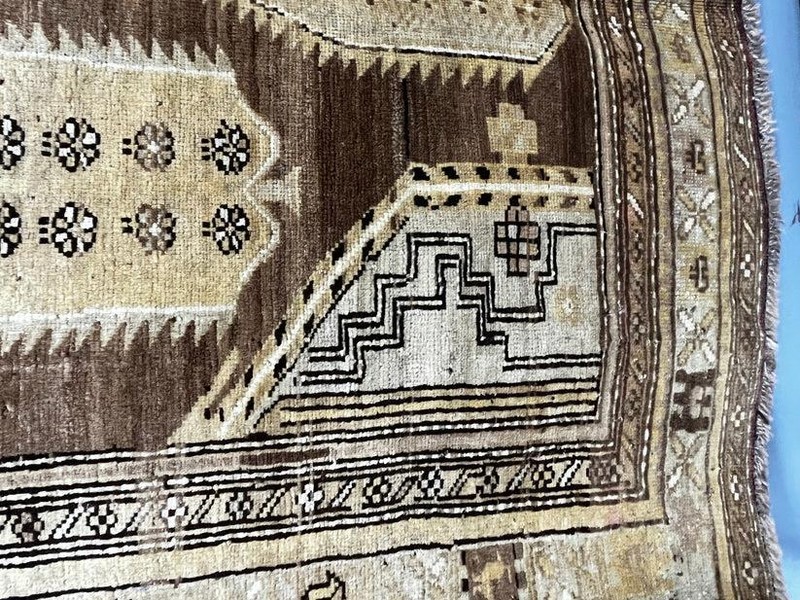 Earth Tone Geometric Tribal Turkish 4' 1" x 5' 10" Brown Hand Knotted Area Rug gallery