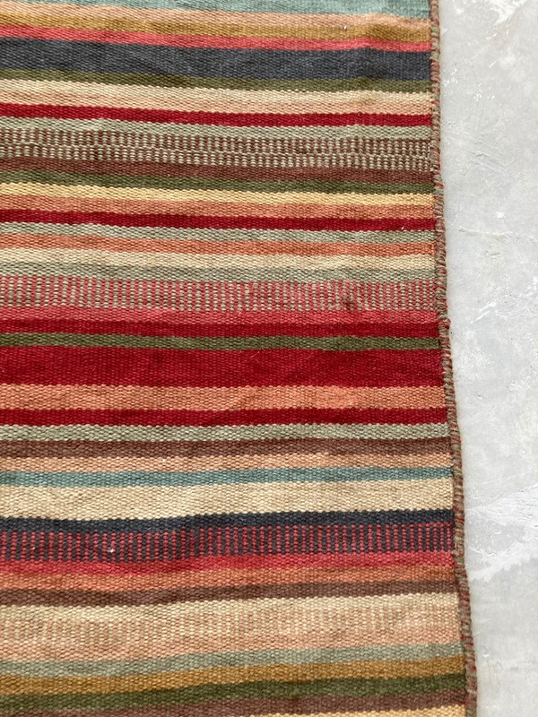 Vintage Traditional Handmade Turkish Strip Kilim Flat-weave Runner Rug 246x59 cm gallery