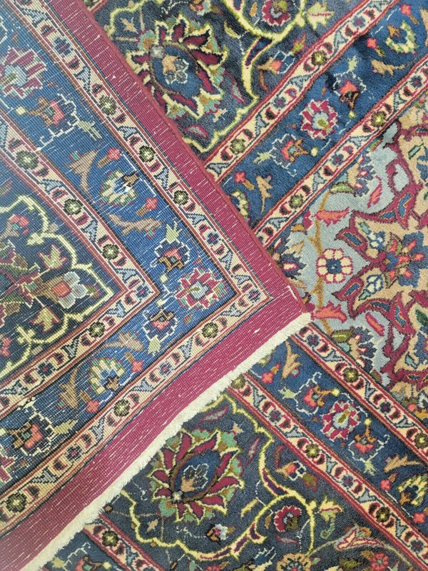 Antique Oriental Hand-Knotted Wool Area Rug Red/Blue 9'6" x 12'9" gallery