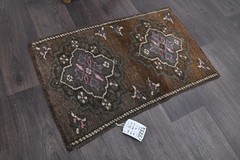 Oushak Turkish Doormat Rug 1×2 BROWN Anatolian Handmade Vintage Small Kilim Rug