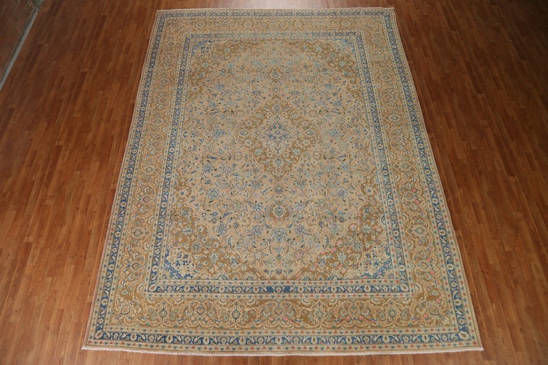 Vintage Peach/ Golden Palm Traditional Hand-made Living Room Area Rug 10x13 gallery