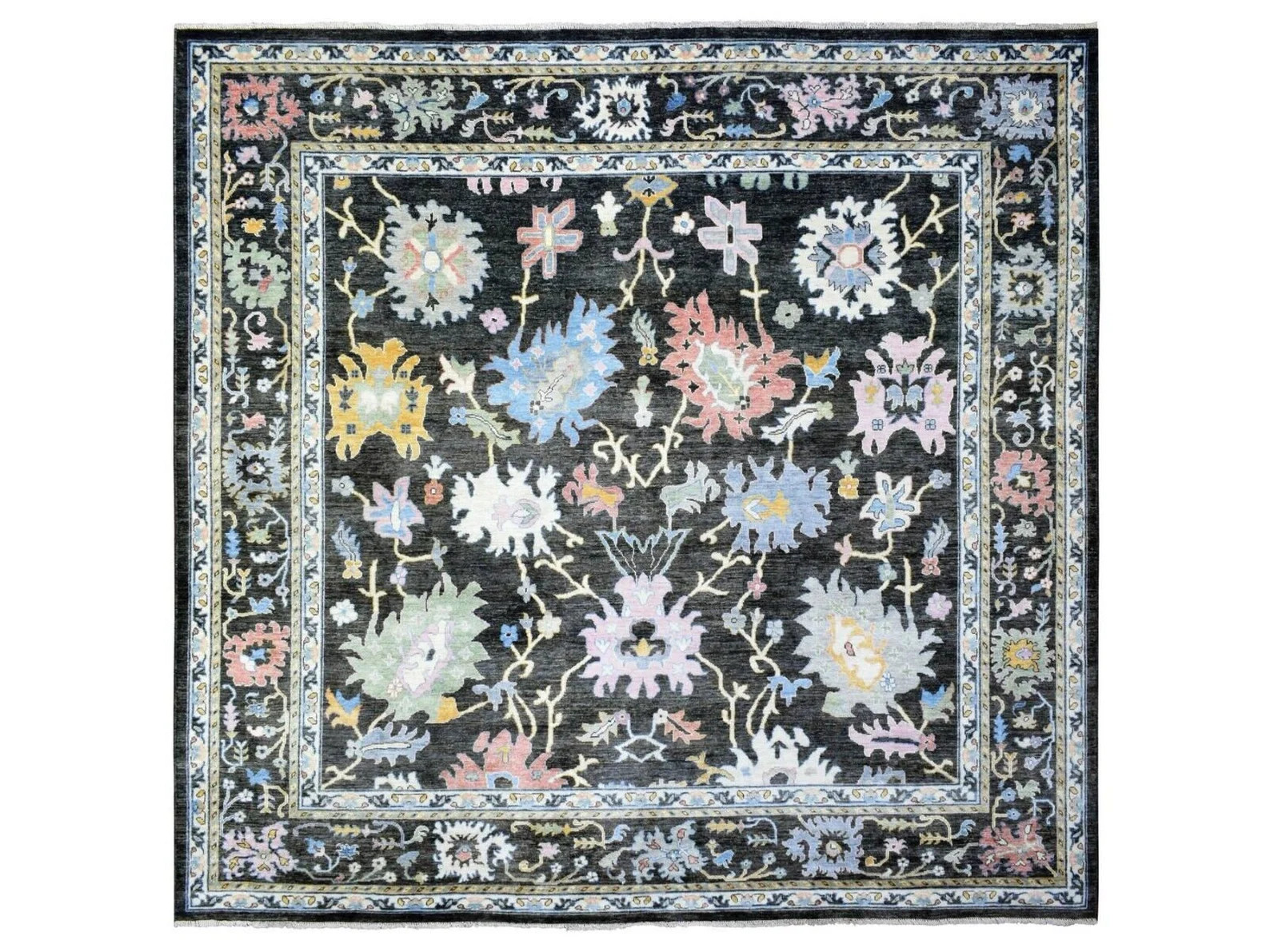11'10"x11'10" Natural Olive Black, Angora Pile Legendary Oushak Rug gallery