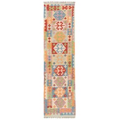 Kelim Afghan 288×77 cm Handwoven Oriental Carpet Rug Runner Kilim