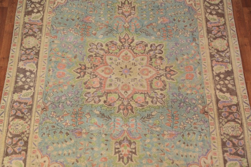 Vintage Blue Traditional Area Rug 7x10 Over-dyed Handmade Wool for Living Room gallery
