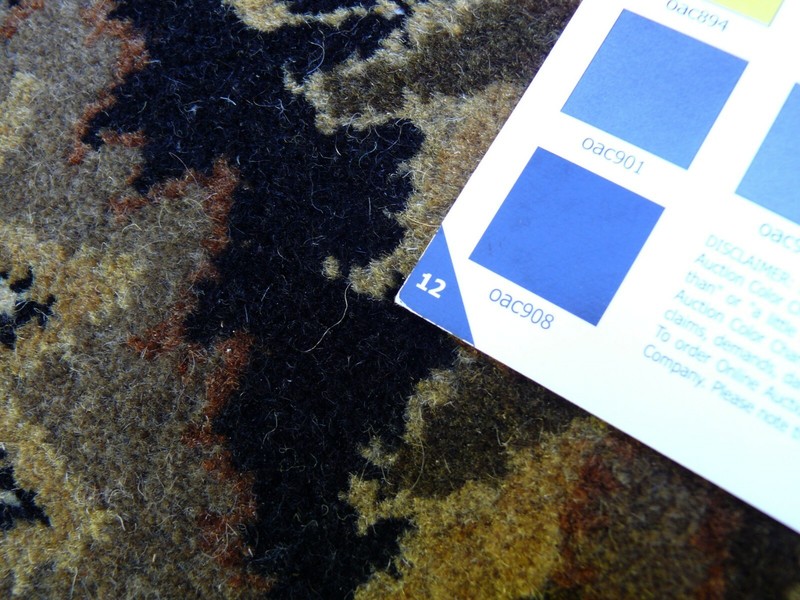 MADRAS Hand Tufted RUG Oriental DEEP BLUE BROWN GOLD 8'3"x5' MSRP$4000+ gallery