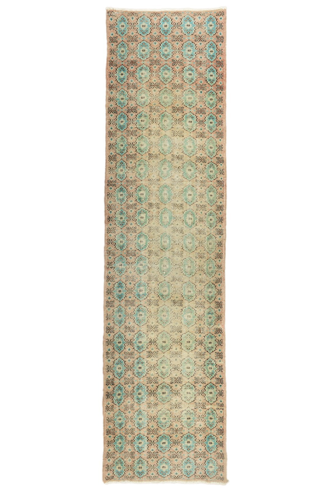 Long Hallway Runner Turkish Oushak Rug Soft Pastel – Vintage Handmade 3x11 ft gallery