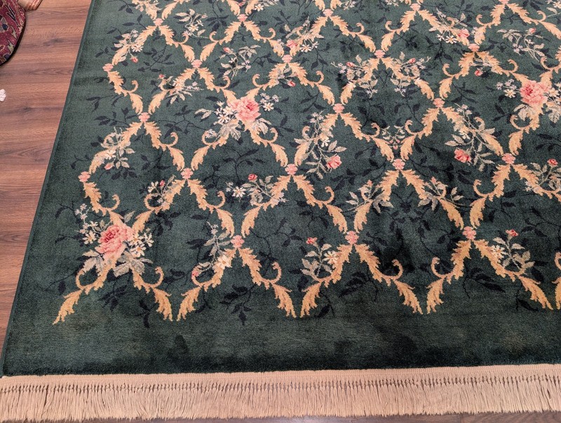 Karastan Rug 9x12, Green Savonnerie #509 - 1733, Wool, Garden of Eden gallery