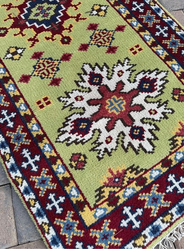 Brand New Handmade Turkish Oushak Lime Green Runner, Soft Pile, 3'x8' gallery