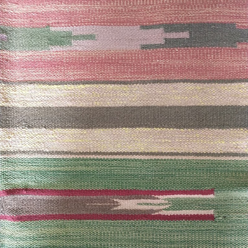 Vtg Hand Knotted Flat Weave Kilim Kilm Wool Area Rug Fringes Striped Geometric gallery