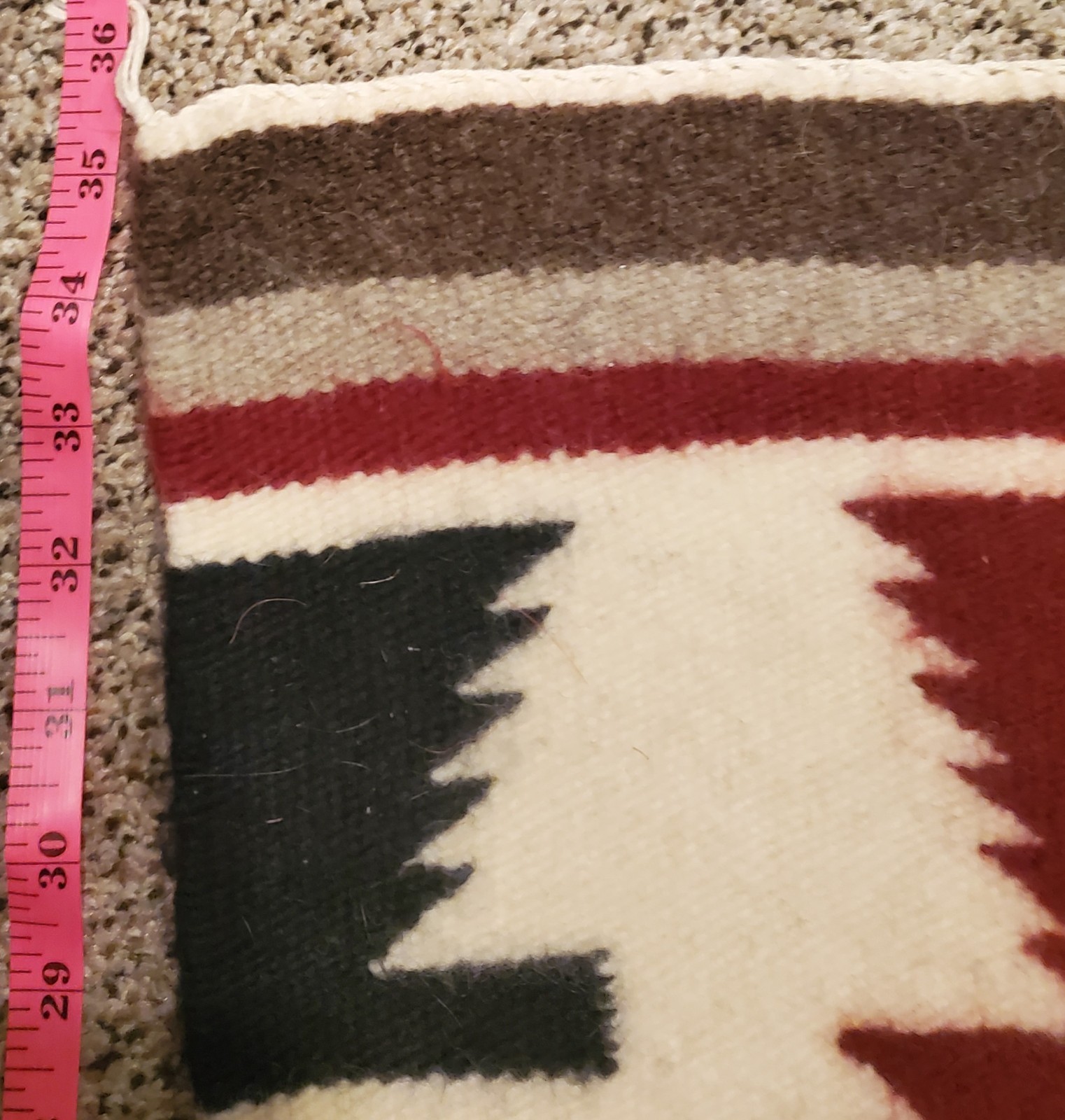 Vintage Handwoven Navajo Wool Rug Saddle Blanket Storm Pattern 35x15 gallery