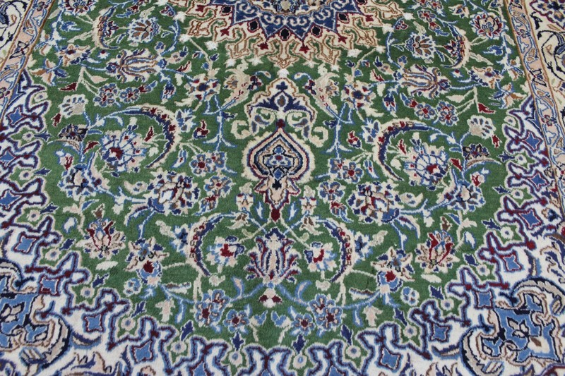 FINE HANDMADE NAIN WOOL RUG GREEN NAIN RUG WITH SUPERB COLOURS 285 X 195 CM gallery