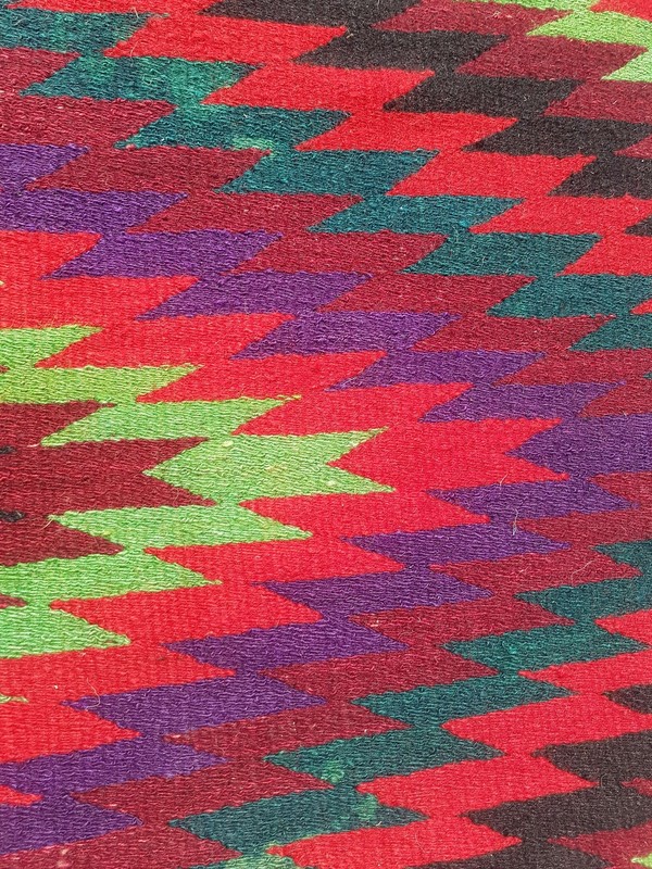 Fine Vintage Traditional Hand Made Oriental Wool Red Kilim Rug 164x113cm gallery