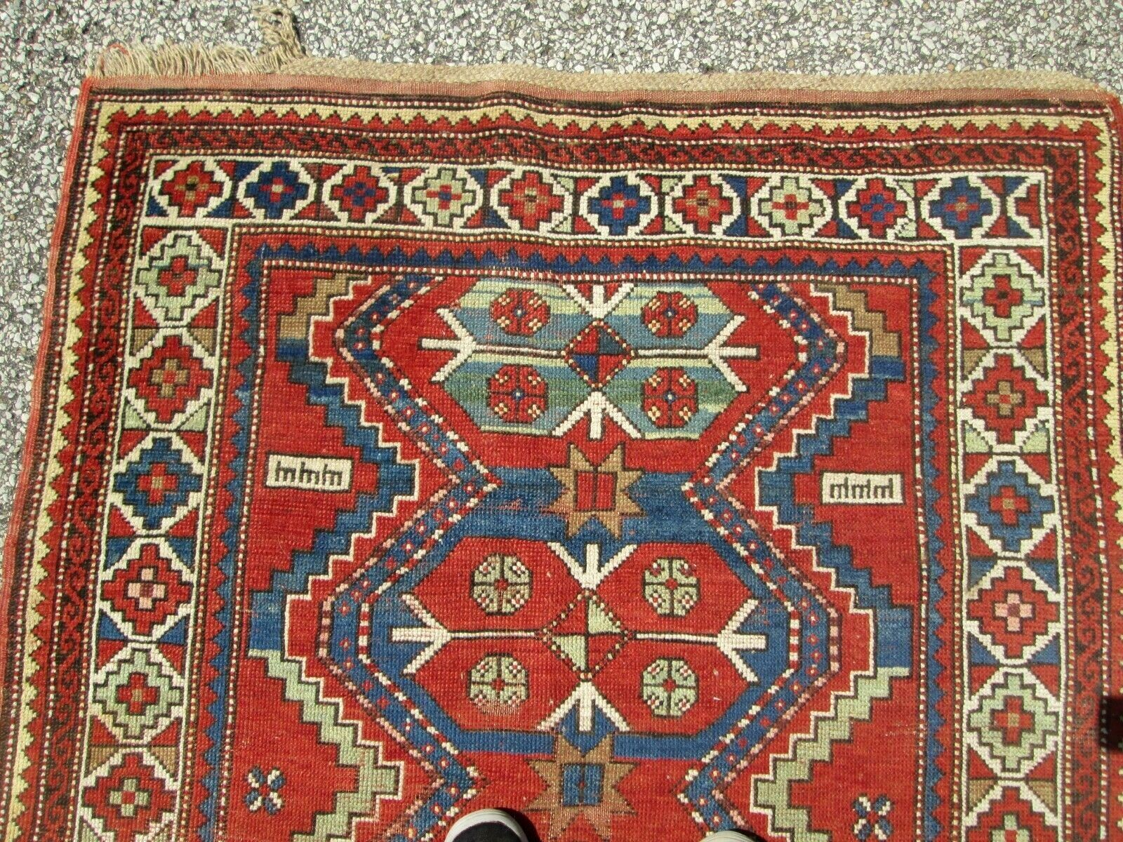 ANTIQUE CAUCASIAN KAZAK ORIENTAL RUG CIRCA 1900 ALL NATURAL DYES GREAT PRICE ! gallery