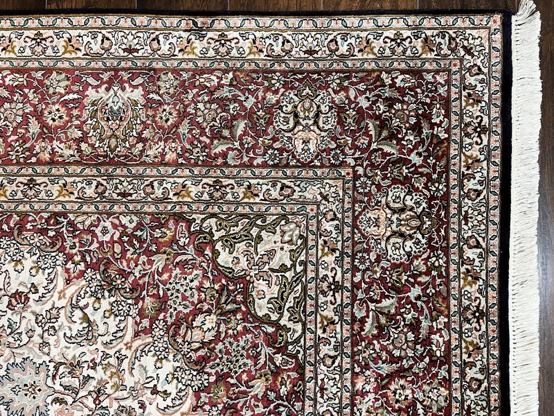 Silk Indian Kashmiri Rug 9x11 ft Large Vintage Indo Handmade Fine Oriental Rug gallery