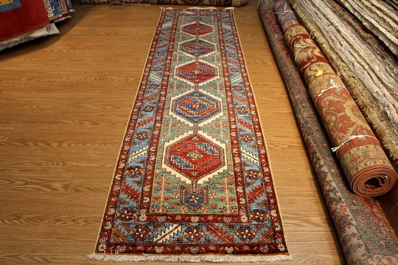 10' ft. TOP QUALITY HANDMADE HALL RUNNER JEWEL COLORS VEGETABLE DYES WOOL RUG gallery