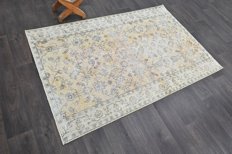 Oushak Turkish Vintage Rug 4x6 Kilim Rug Anatolian Handmade Boho Decor ORANGE gallery