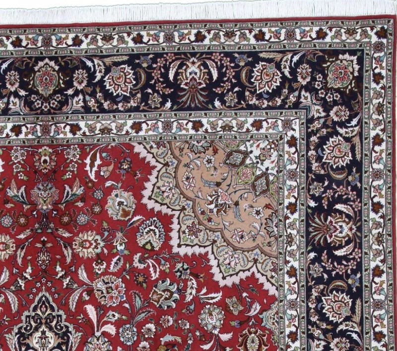 Auth Area Rug Fine Wool & Silk Pile 8.02 X 11.7ft Rare Tabrizz Beauty 55 Raj Red gallery