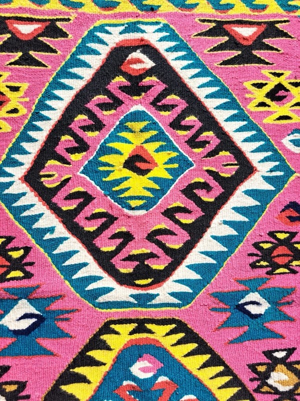 Pink Vintage Tribal Kayseri Kilim Rug from Turkey 113 cm x 80 cm gallery