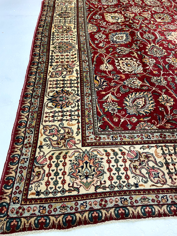 Antique Oriental Hand-Knotted Wool Area Rug Red/Ivory/Blue 11'5" x 16' gallery