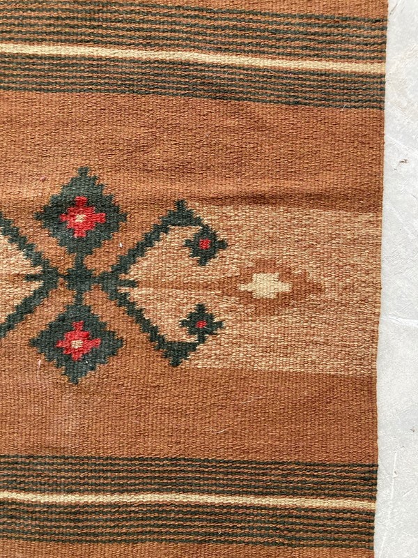 Vintage Handmade Turkish Anatolian Geometric Wool Kilim Runner Rug 128x52 cm gallery