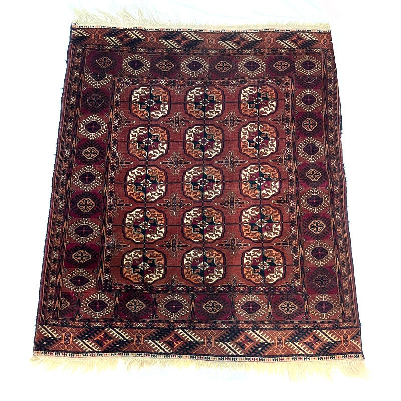Antique Nice Clean Turkoman (Turkmen) Tekke Hand Knotted Wool Rug 40" X 47"