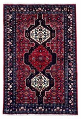 Vintage Zanjan Tribal Geometric Hand Knotted Wool Area Rug 4×7 Red Blue Oriental