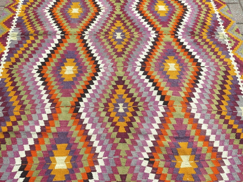 Oriental Kilim Boho Rugs, Handmade Floor Carpet, Large Teppiche Tapi Rug 66"x96" gallery