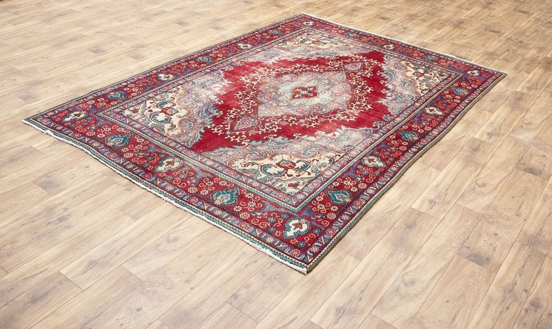 Semi-Antique Distressed Floral Oriental Wool Rug Home Decor Carpet 6’4x9’5 Ft gallery