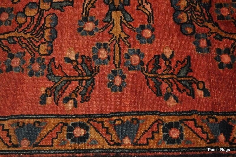 ANTIQUE 5' 5" x 6' Lilihan SaroOk design CIRCA 1920'S SALMON COLOR SAROUK DESIGN gallery