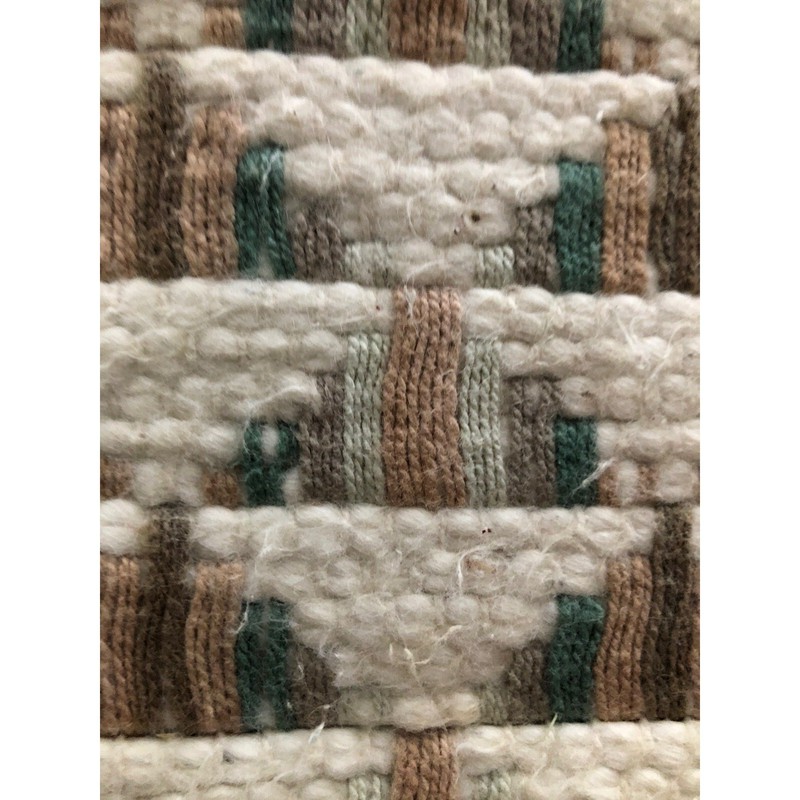 Flat Handwoven Rug Cotton Neutral Memphis Fossil India Dhurrie 19x33" Vintage gallery