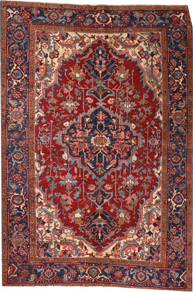 An Antique 4'-9" x 6'-11" Genuine Heriz Circa 1920