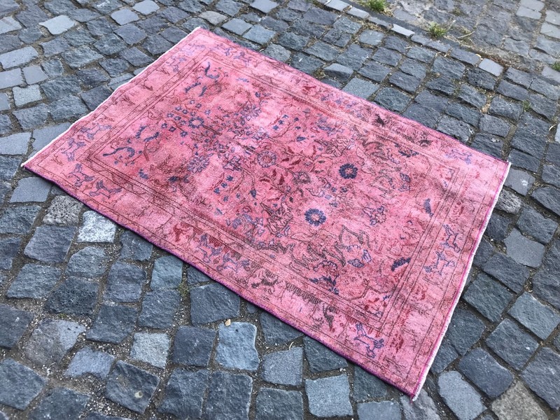 Bohemian Area Rug Handmade Wool Rug Turkish Vintage Traditional Rug 2,8 x 4,0 ft gallery