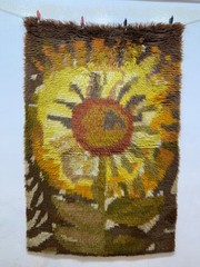 Vintage Fabulous Hand Knotted Swedish Scandinavian Rya Shag Wool Rug Carpet