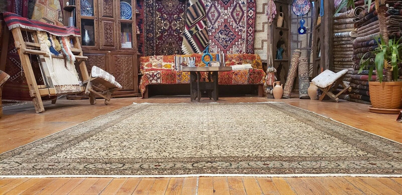 Masterpiece Antique 1920-1930's Wool Pile Natural Dyed Hereke Rug 6'5"×9'3" gallery