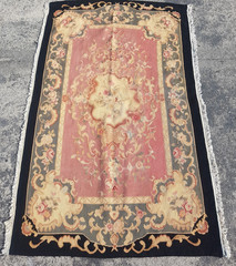 Vintage French Aubusson Needlepoint Floral Handmade Rug Wool Carpet 154×94 cm